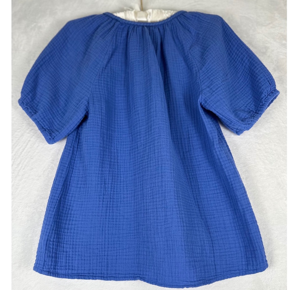 J.Crew Gauze Cotton Peasant Blouse Top XS Blue Boho Coastal Chic Euro Summer - Picture 5 of 9